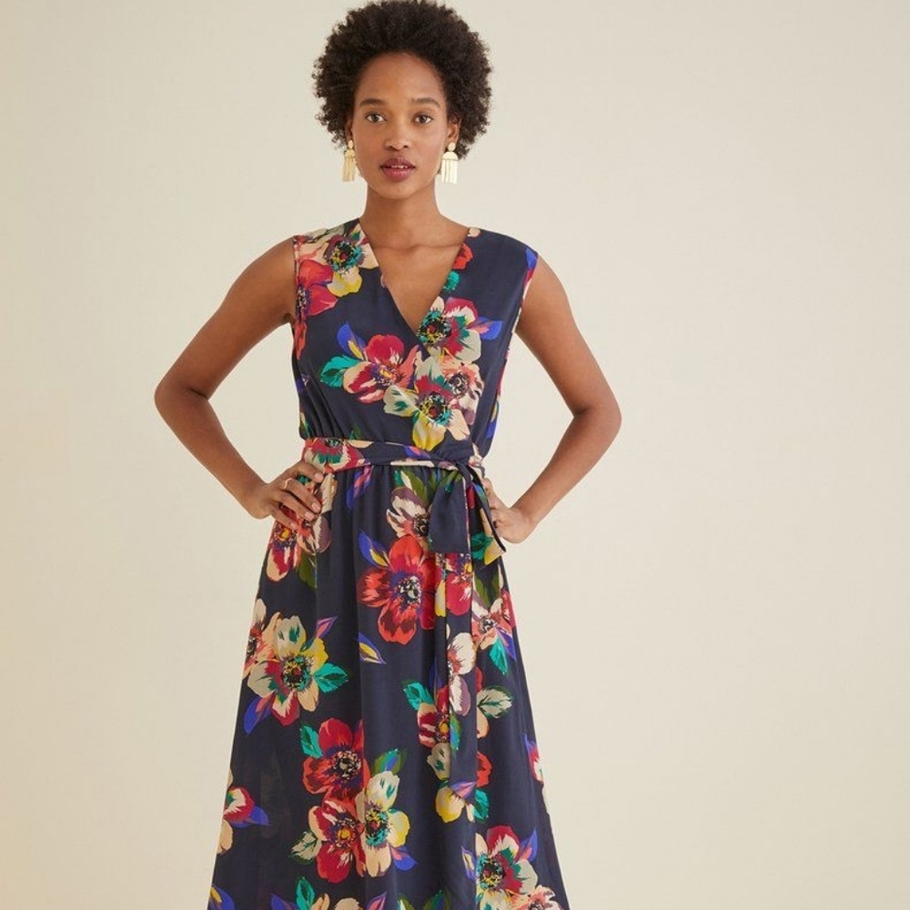 Silk Floral Wrap Maxi Dress